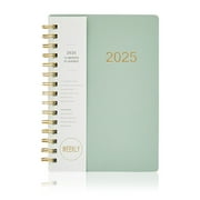12 Month Academic Planner2025, Weekly \u0026 Monthly Spreads, December 2025, Large (8 In X6 In), Black - Mint Green